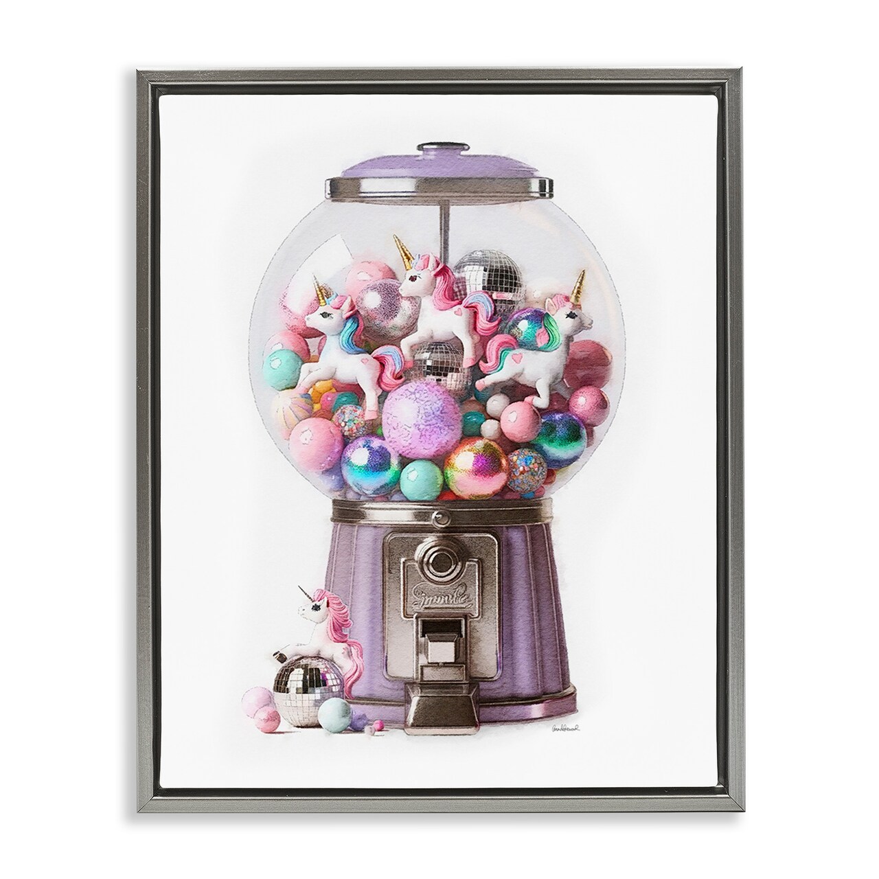 Stupell Industries Unicorn Gumball Machine Floating Frame Design By Amanda Greenwood